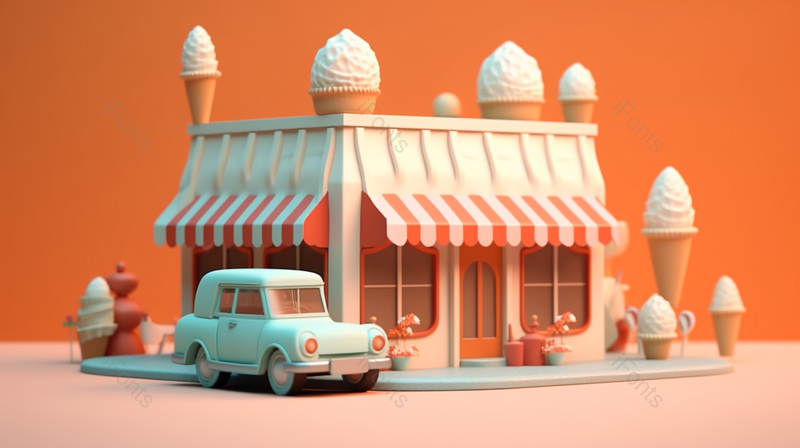 关门的冰欺凌店侧面C4D场景3D建模房屋简约简介模型,插画/手绘图,插画/手绘图库,插画/手绘图下载,插画/手绘